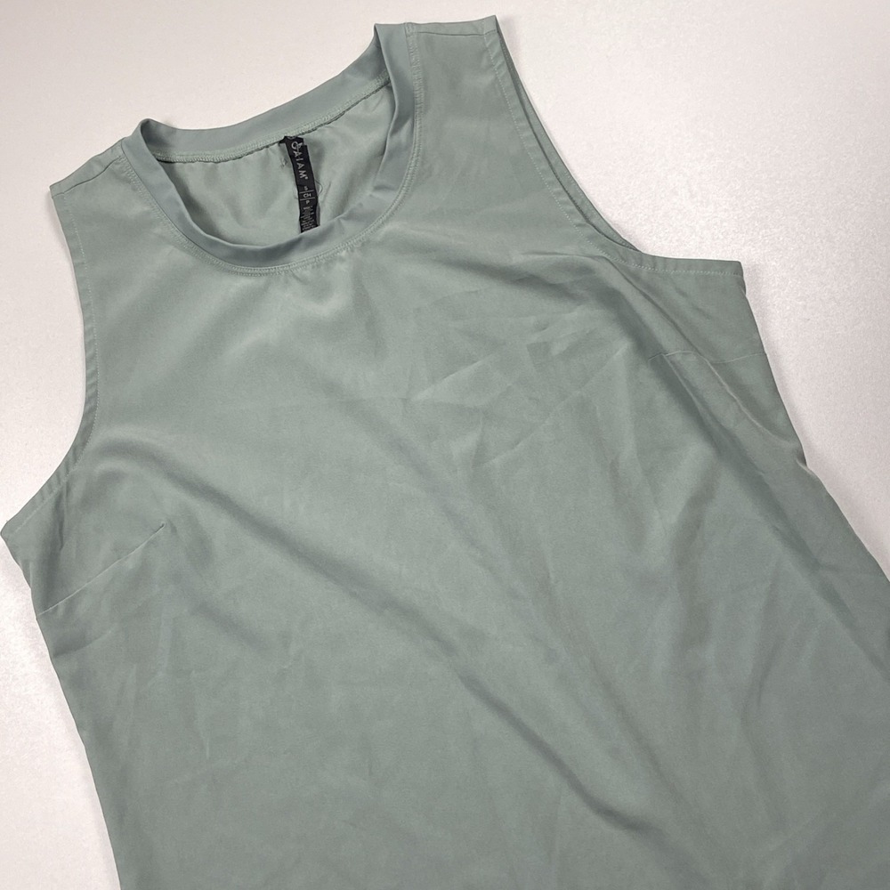 Gaiam Journey Woven Tank Top Size Small Sage Green Sleeveless Athleisure Shirt